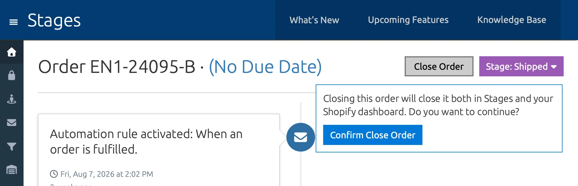 Close order confirmation dialog