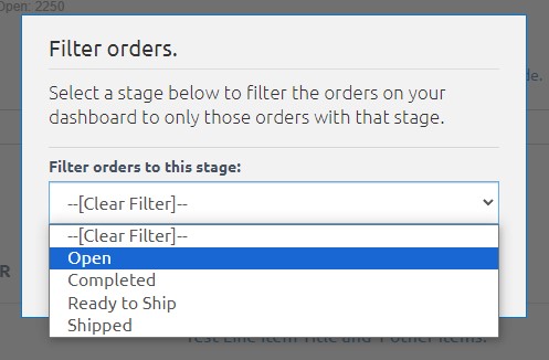 Filtering orders