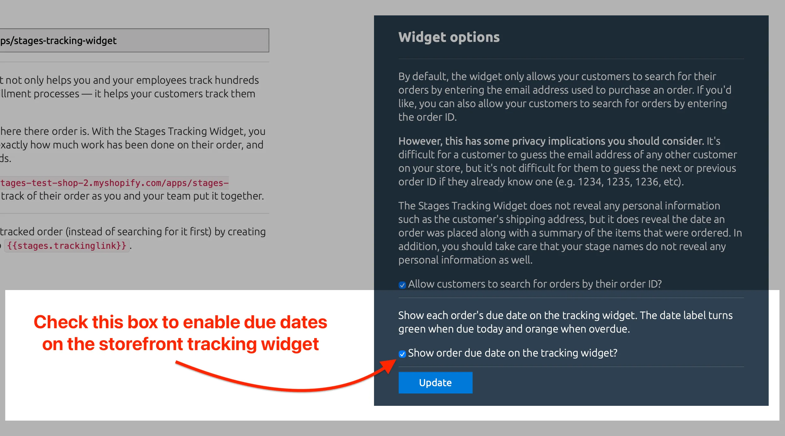 How to enable due date tracking on the storefront