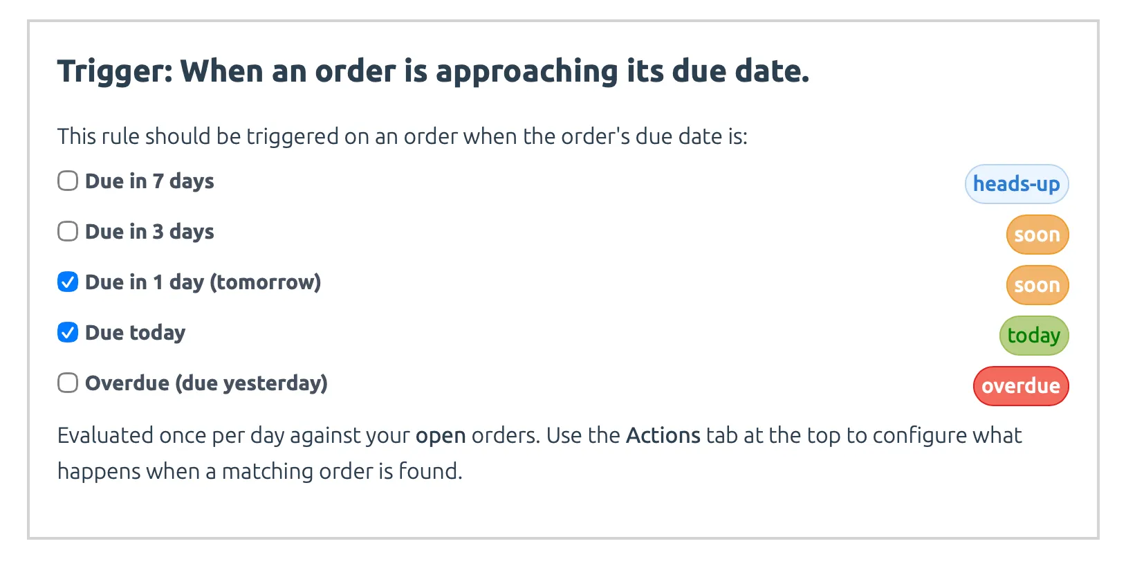 Configuring a Due Date trigger